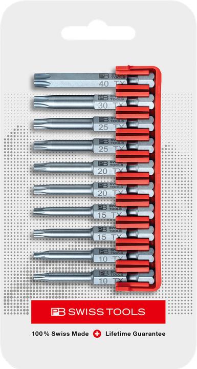 Actual product image PB Swiss Tools Bit set PB E6.705 CN BitBlock with 10 bits (10, TX25, TX10, TX15, TX30, TX40, TX20)