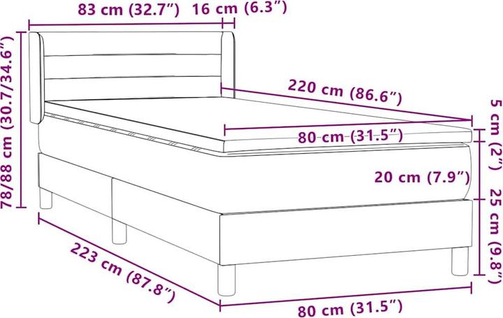 Produktbild vidaXL Boxspringbett (80 x 220 cm)