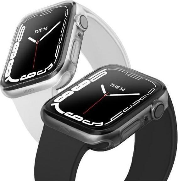 Uniq etui Glase Apple Watch Series 7/8 41mm. Dual Pack przezroczysty-dymny/clear-smoke