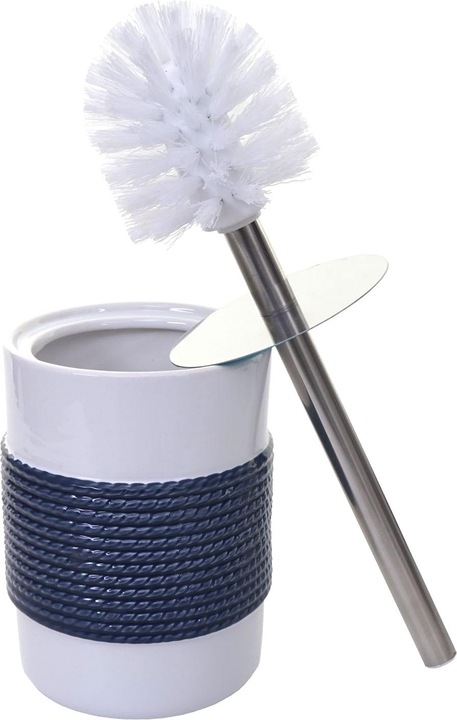 Produktbild Swisshandel24 5-teiliges Badset, WC-Garnitur Badezimmerset Badaccessoires, Keramik - blau/weiss