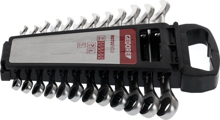 Actual product image Gedore Red Combination ratchet open-end spanner set metric 12 pieces (19 mm, 8 mm, 10 mm, 14 mm, 18 mm, 11 mm, 12 mm, 17 mm, 15 mm, 13 mm, 9 mm, 16 mm)