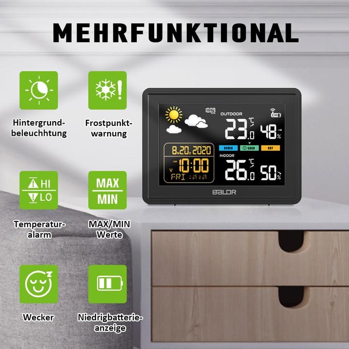 Actual product image Baldr Wetterstation mit Funkuhr und Aussensensor