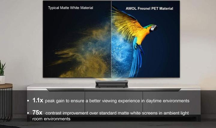 Actual product image AWOL Vision Daylight ALR projector screen, 120" 267.6 x 151.4 x 2.5cm (120")