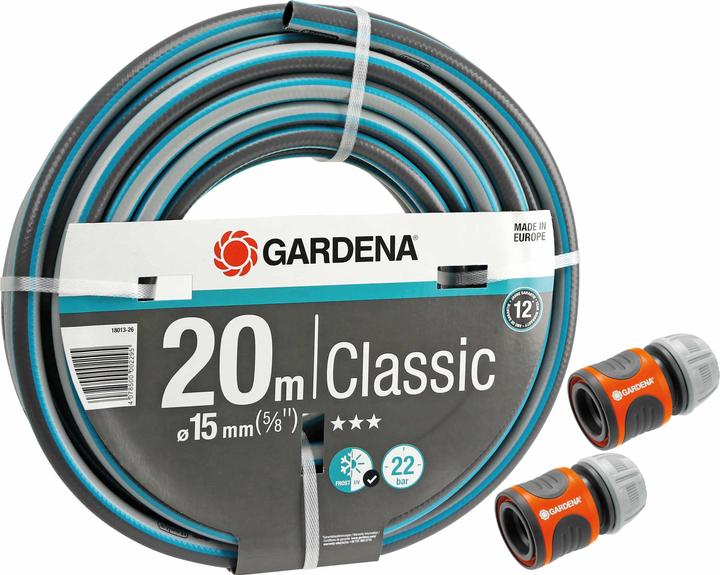 Produktbild Gardena Gartenschlauch-Set 18013-26 Classic, 20 m, 15 mm (5/8"), Schlauchverbinder 18215-20 (20 m, 15 mm)