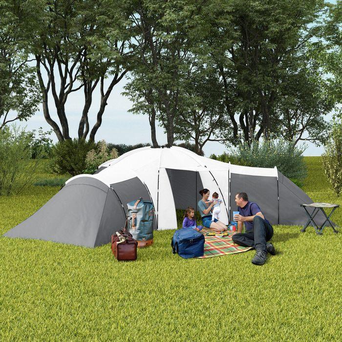 Image du produit Swisshandel24 Tente tunnel Tente de camping 6-9 personnes Tente familiale 3 chambres 2000mm Oxford Gris (Tente tunnel, 9+ personnes)