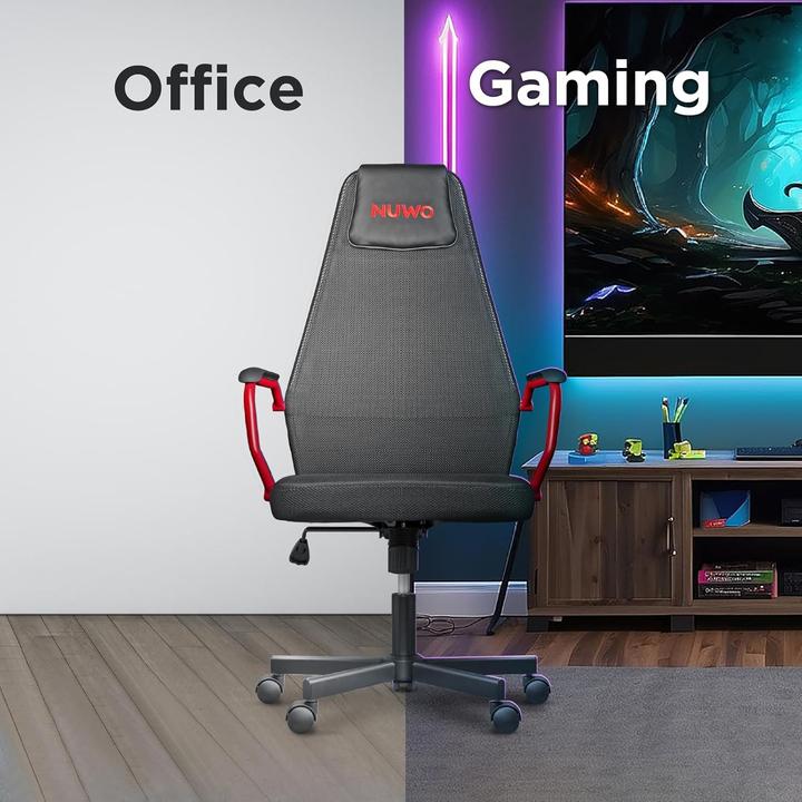 Image du produit Noua Drehbarer, höhenverstellbarer Gaming- und Bürostuhl mit atmungsaktiver Netzbespannung
