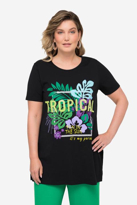 Image du produit Miamoda T-shirt long avec col rond et manches courtes. Motif TROPICAL (44)