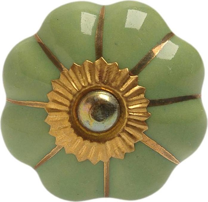 Produktbild Tranquillo Möbelgriff handgemacht, Ø 4 cm, Grün/Gold