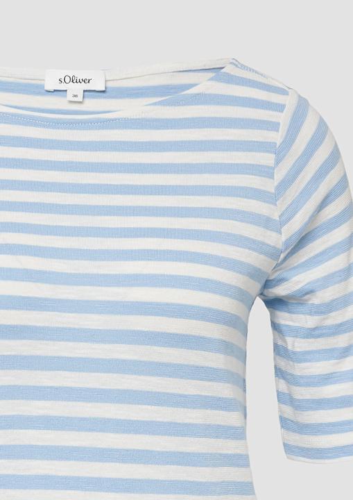 Image du produit S.Oliver T-Shirt Gestreiftes T-Shirt im Slim Fit mit Flammgarnstruktur (36)