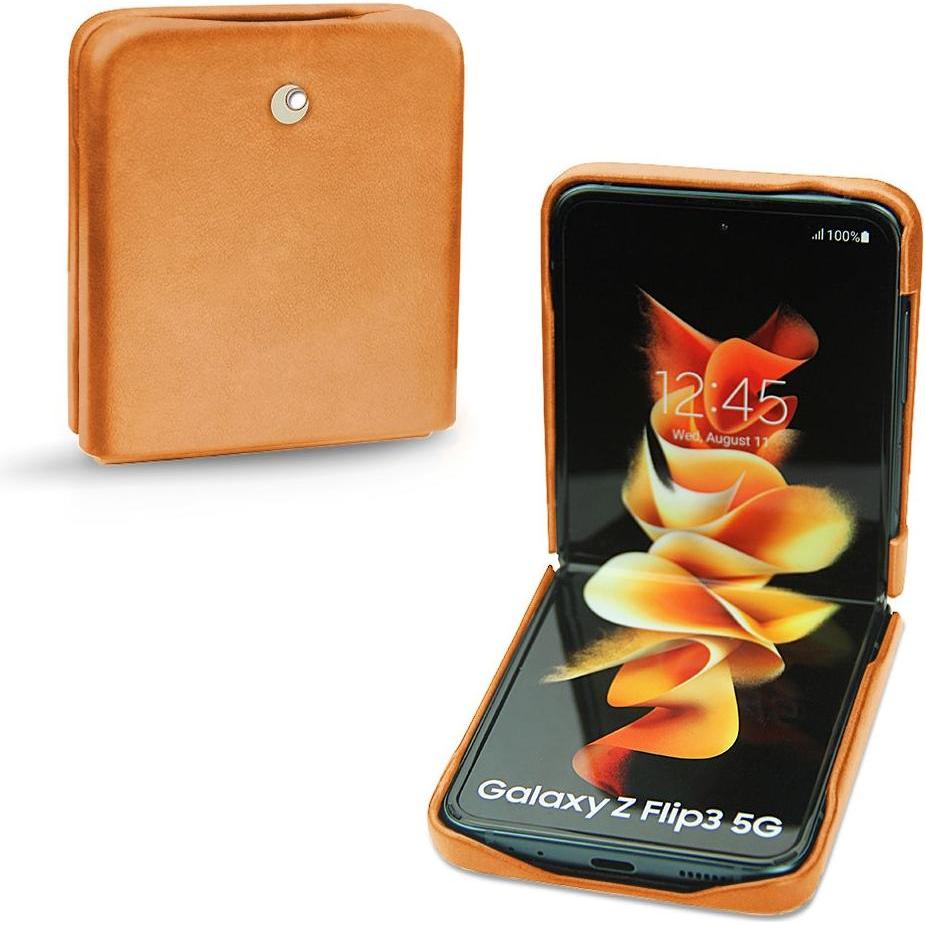 Noreve Lederschutzhülle (Samsung Galaxy Z Flip3), Smartphone Hülle, Orange
