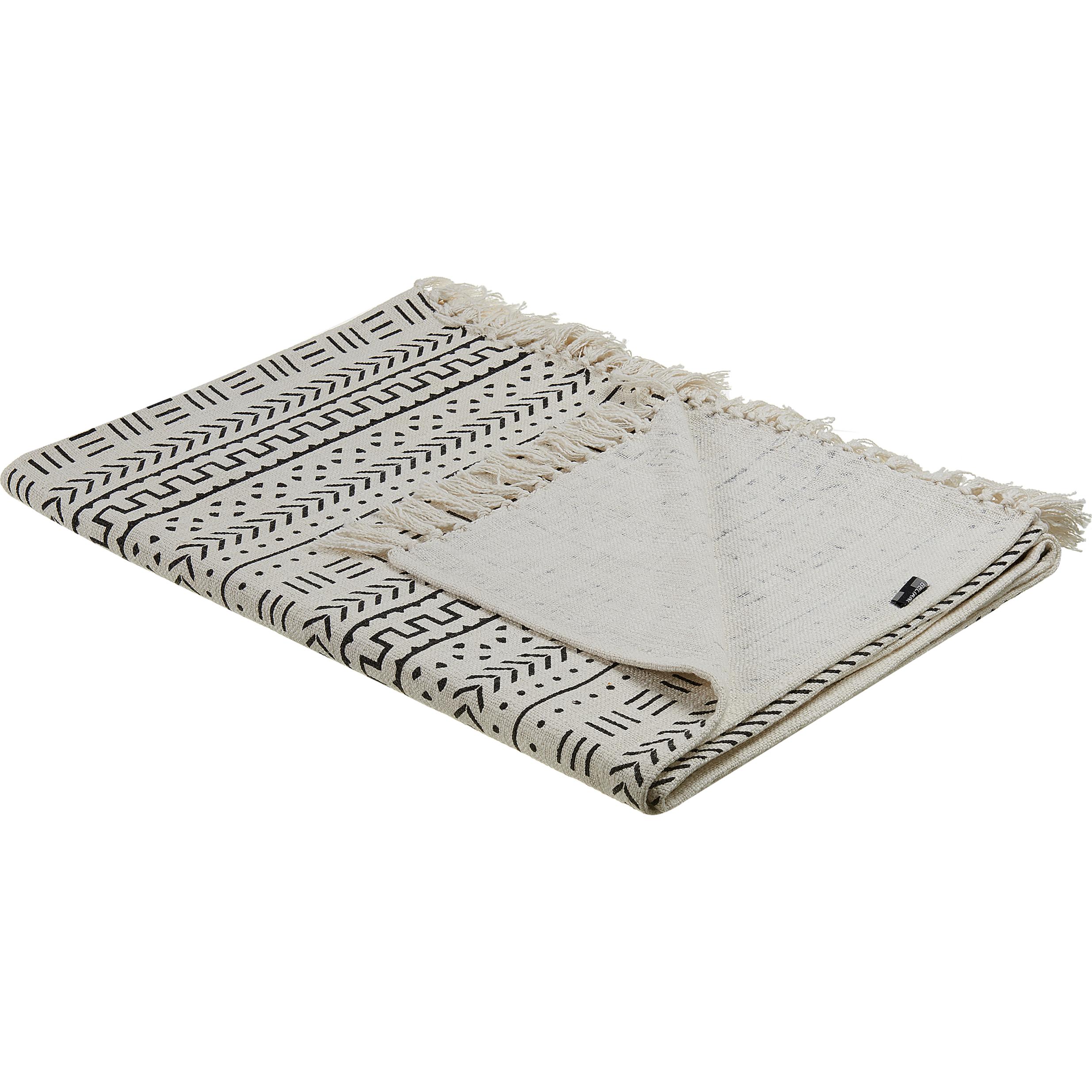 Beliani, Decke, Decke Baumwolle weiss / schwarz 130 x 180 cm orientalisches Muster PANVEL (130 x 180 cm)