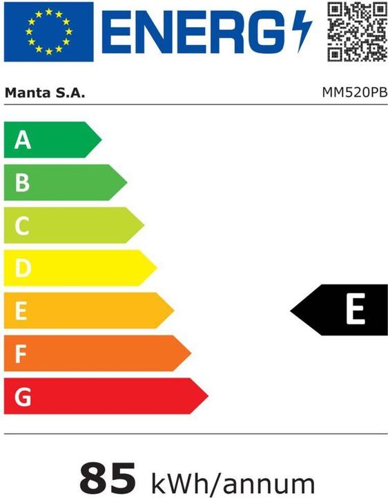 Etichetta energetica Manta MM520PS Frigorifero 91L Argento Inox/Nero (91 l)
