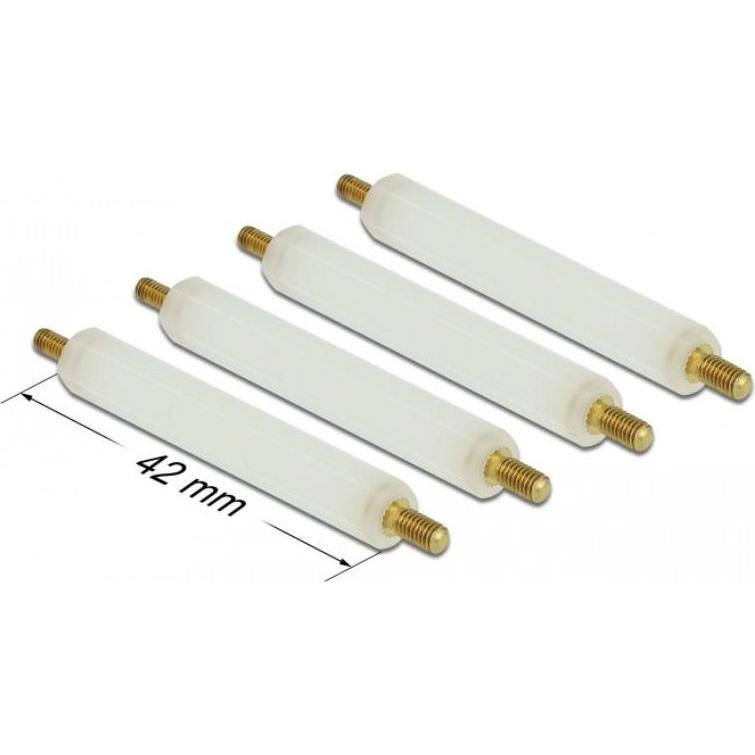 Thumbnail - Delock Abstandshalter M2.5 x M3, Sechskant, Aussen / Aussen, 42 mm natur 4 Stück, Elektronikkabel + Stecker, Beige