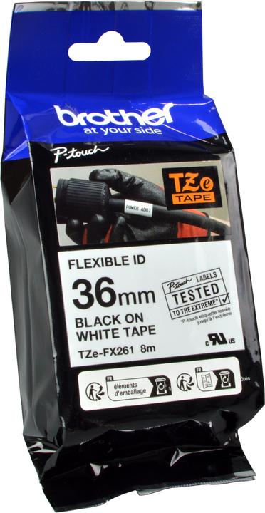 Produktbild Brother Flexitape lamin. schwarz/weiss TZe-FX261 zu PT-550 (4 cm, Schwarz)