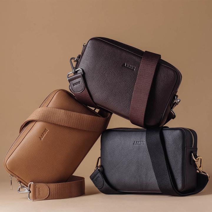 Actual product image Aarni Large Crossbody Bag, black/gold