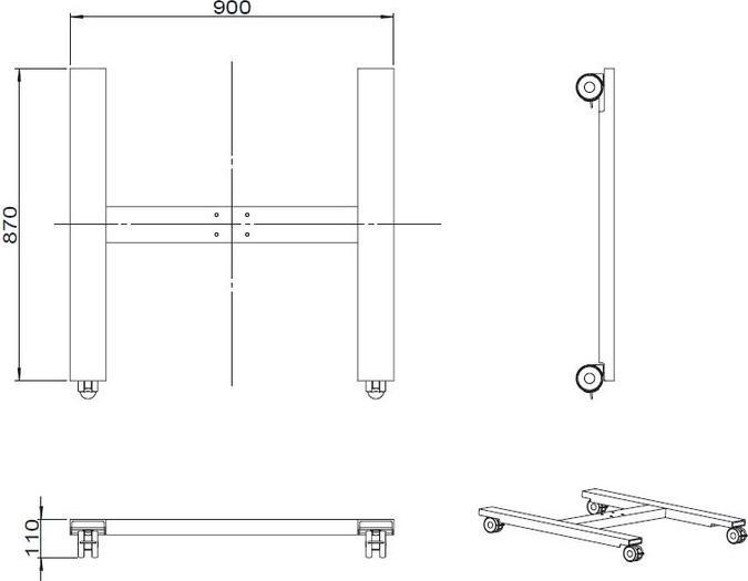 Image du produit Multibrackets Base roulante pour stand d'affichage public B2B, noir