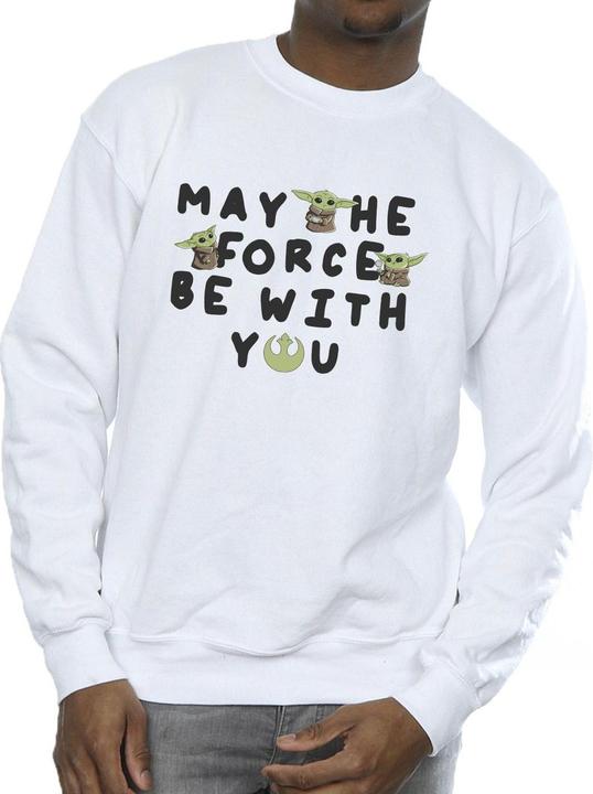 Actual product image Star Wars Mens The Mandalorian Grogu May The Force Be With You Sweatshirt (L)