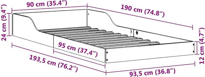 Actual product image vidaXL Modern bed (90 x 190 cm)