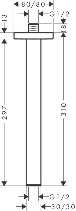 Actual product image hansgrohe ceiling connection E, 30 cm, 24339