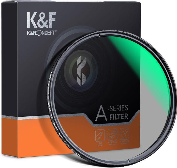 Produktbild K&F Concept 55MM CPL Filter with 24 Multi-Layer Green Coatings Waterproof Oilproof Ultra-Slim (A Series) (55 mm, Polarisationsfilter)