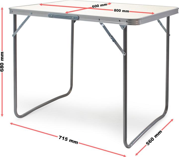 Produktbild Wiltec Campingtisch klappbar 80x60cm Aluminium weisse Tischplatte Klapptisch