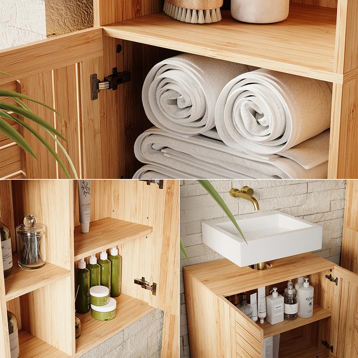 Produktbild Vicco Badmöbel-Set Lucie, Bambus, 3 Teile, mit Midischrank