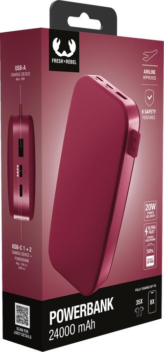 Produktbild Fresh'N Rebel Fresh 'n Rebel Powerbank 24000 mAh Red (24000 mAh, 20 W, 88.80 Wh)