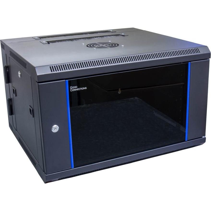 Good Connections Schrank - Netzwerkschrank - mit Ventilator - RAL 9005, Deep Black - 6U - 48.3 cm (6 HE, 19 Zoll Rack), ...