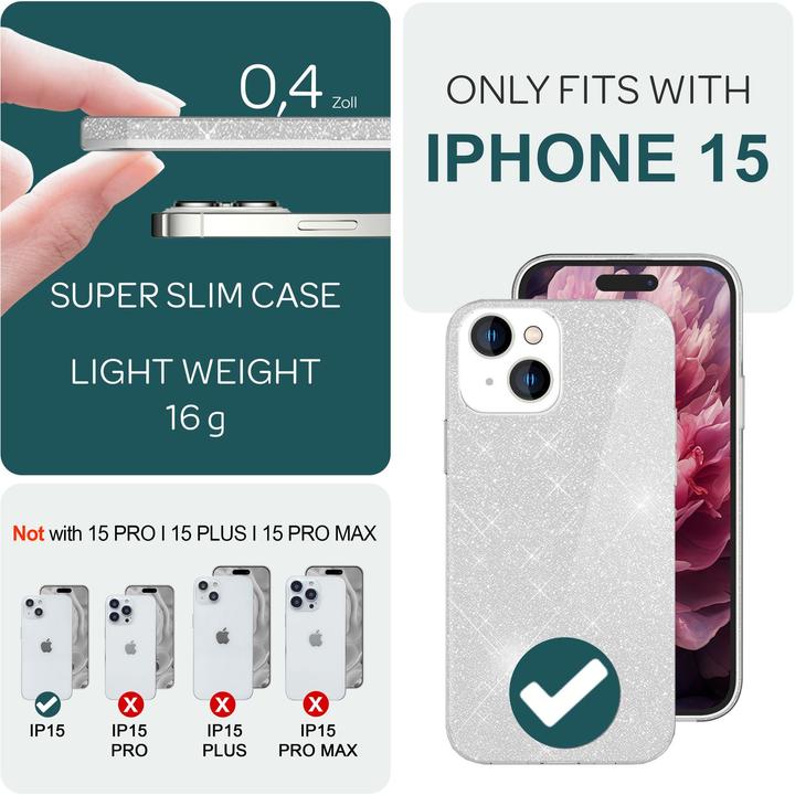 Actual product image Nalia Glitter cover (Apple iPhone 15)