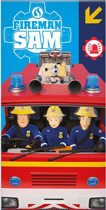 Carbotex Feuerwehrmann Sam Jupiter Badetuch, Strandtuch 70x140cm (70 x 140 cm)