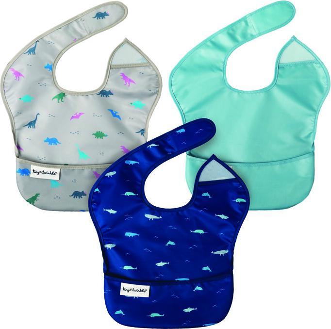 Actual product image Tiny Love 3 patterned waterproof bibs