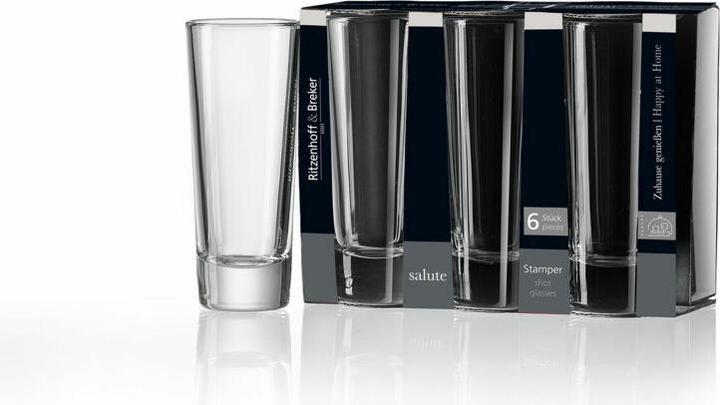 Ritzenhoff & Breker SALUTE shot glass, 65 ml made of glass, dishwasher-safe, height: 110 mm (0.65 dl, 6 x, Shot glass)