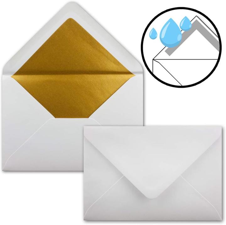 Actual product image Neuser Papier 25 Stück Briefumschläge B6 mit Goldfutter (125 x 176 mm, B6, 25x)
