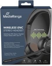 Actual product image MediaRange Bluetooth ENC Stereo Headset 400mAh rechargeable battery black (Wireless, USB-C)