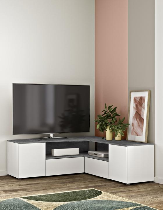 Actual product image Temahome Angle TV Stand white and concrete look (40 x 46 cm)