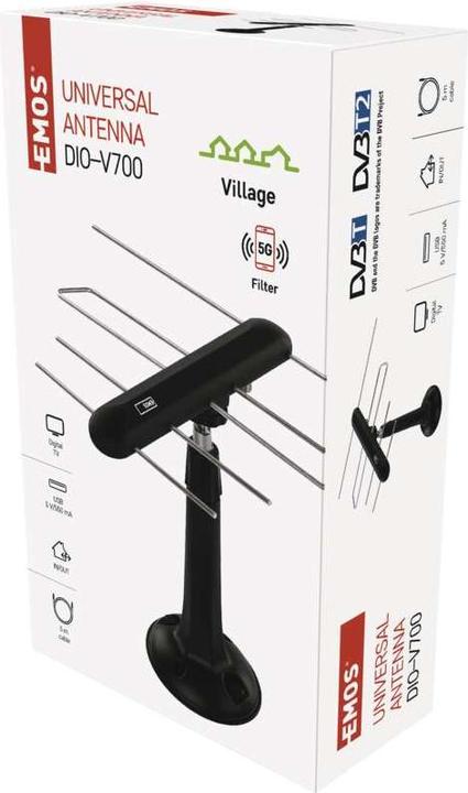 Actual product image Emos Universal antenna EM-DIO3, 0-80 km, DVB-T2, LTE/4G/5G filter