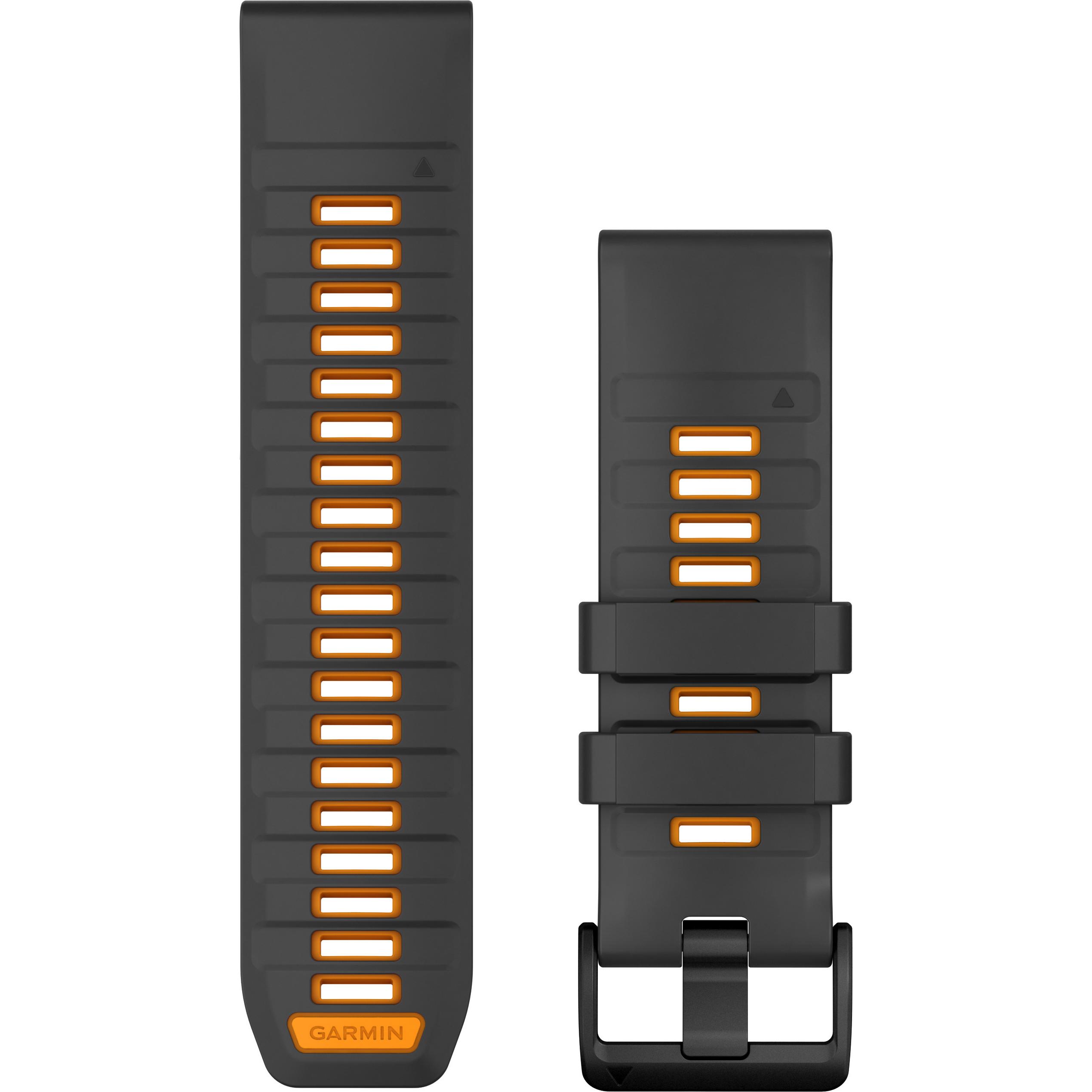 Garmin Ersatzarmband QuickFit 26mm (26 mm, Silikon), Uhrenarmband, Orange, Grau