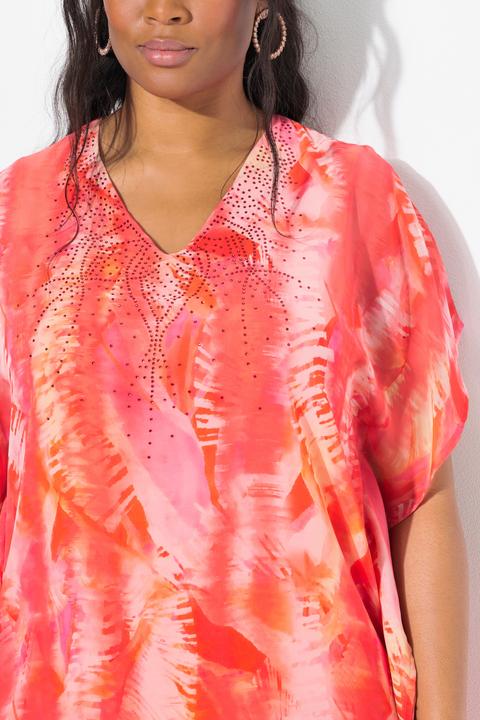 Actual product image Ulla Popken Feather Batik Print Layered Chiffon Blouse (42, 44)
