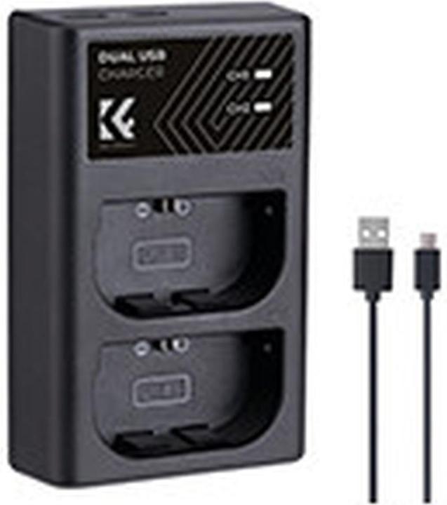 K&F Concept LPE6NH Digital Camera LED Dual Channel Charger with Type C Charging Cable (Kamera Akku Ladegerät)