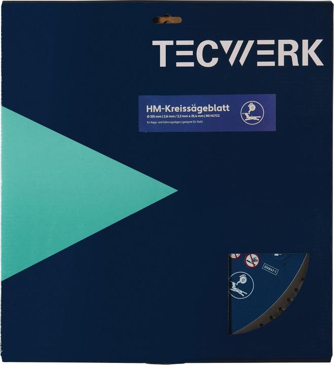 Produktbild Tecwerk Handkreissägeblatt Aussen-Ø 355 mm Zähnezahl 80 HLTCG Bohrung 25,4 mm Schnittbreite 2.6 mm