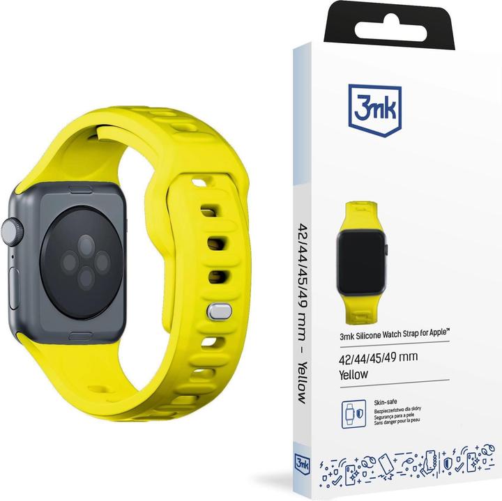 Produktbild 3MK Silicone Watch Strap żółty/yellow dla Apple Watch 42/44/45/49mm (Edelstahl, Silicone)