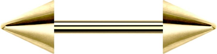 Image du produit Star Piercing Micro Barbell plaqué or avec deux cônes (sans laiton, Acier chirurgical 316L)