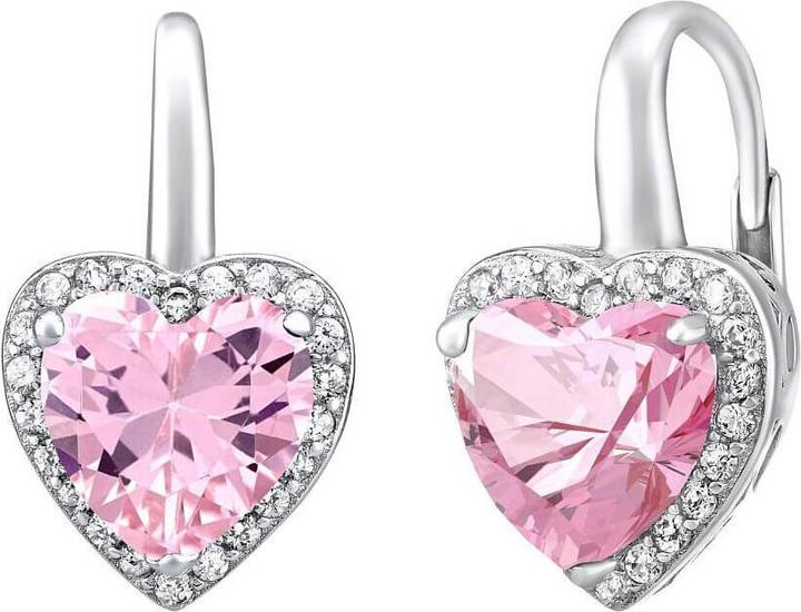 Image du produit Silvego Boucles d'oreilles en argent avec coeurs roses LPS0629EP