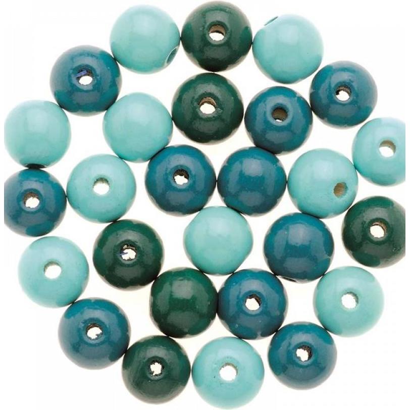Glorex Holzperle 8mm 80St türkis-mix FSC Buche
