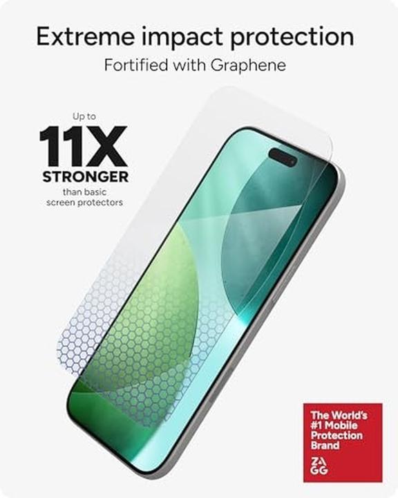 Actual product image Zagg Invisibleshield Glass XTR5 - Schutzglas mit Graphen und Blaulichtfilter für das iPhone (1 pcs., Apple iPhone Air)