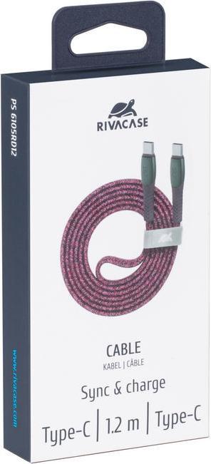 Image du produit Rivacase CÂBLE USB-C VERS USB-C /ROUGE PS6105 RD12 (1.20 m, USB 2.0, 60 W)