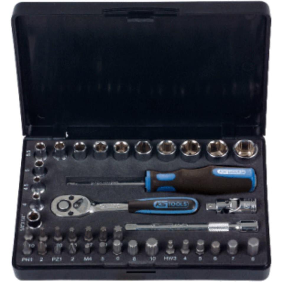 Thumbnail - KS Tools, Steckschlüssel + Stecknuss, 1/4" CHROMEplus Steckschlüssel-Satz (14 mm, 10 mm, 11 mm, 12 mm, 13 mm, 6 mm, 7 m...