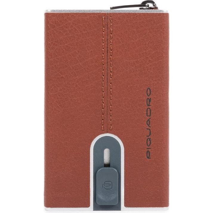 Piquadro Unisex Marrone/Nero Portafoglio, Black Square, Leather Card Holder, Square Sliding System, Brown,