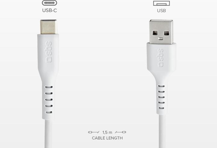 Image du produit SBS TECABLEMICROC15W Câble USB 1,5 m USB 2.0 USB A USB C blanc (1.50 m, USB 2.0)