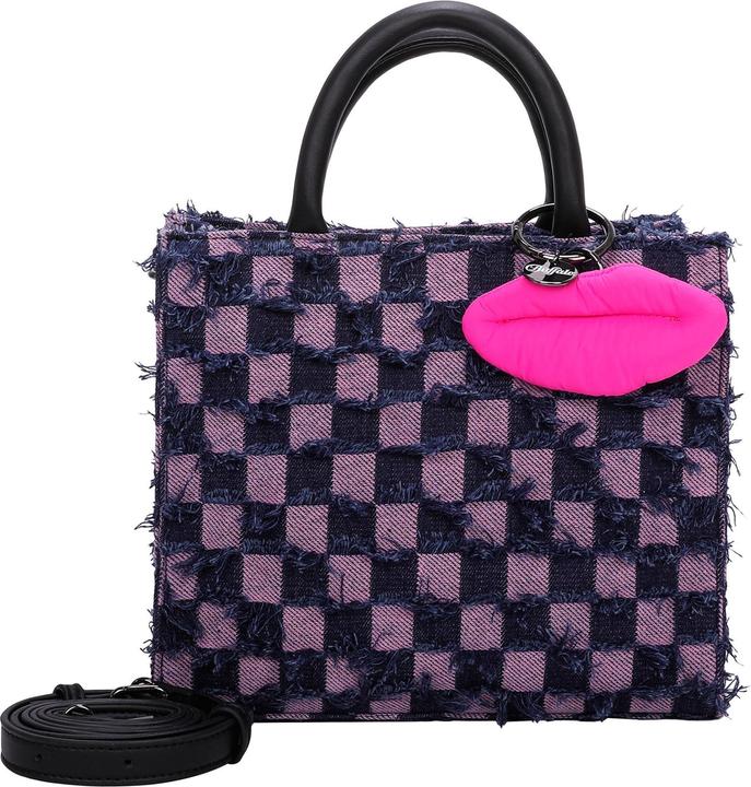 Blu scuro, quadrati fantasia rosa, Rosa, Rosa